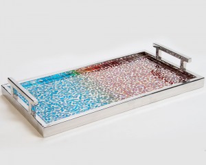 Mosaic Silver Polished Stainless Steel Tray